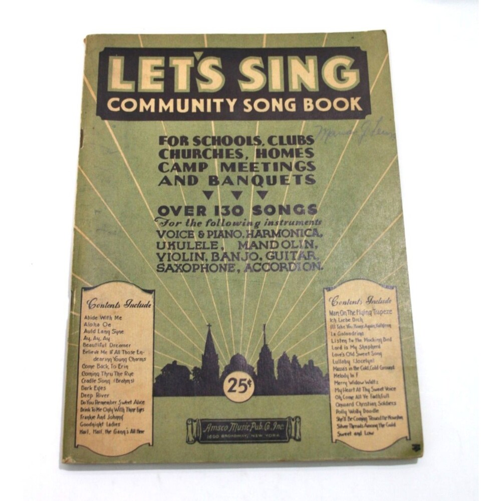 Let’s Sing Community Song Book Vintage 1933 Over 130 Songs Sheet Music Ukulele